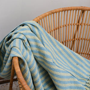 Blue Striped Throw in Recycled Cotton