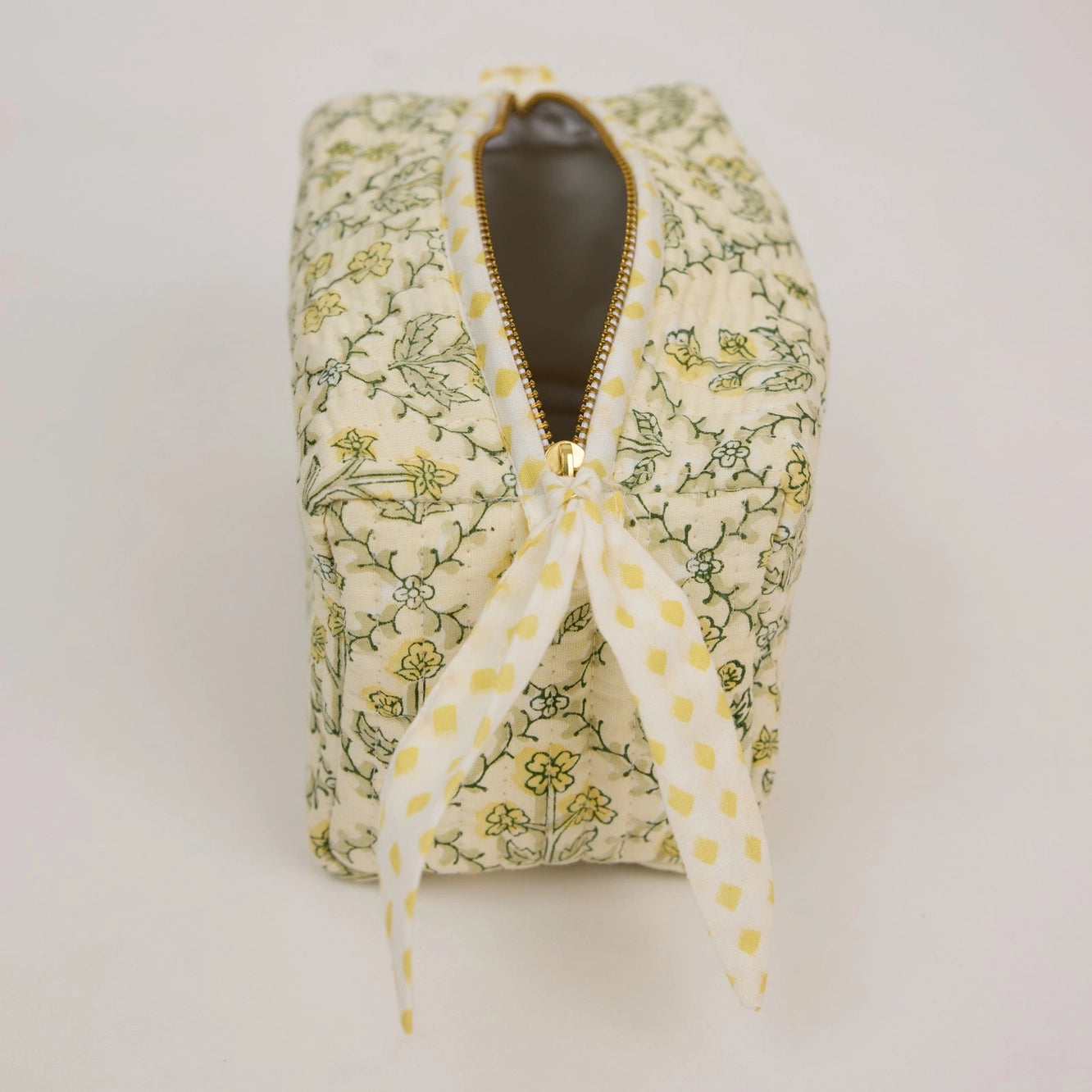Floral Lattice Buttercream Organic Cotton Toiletry Bag / Small