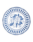 French Porcelain Scalloped Floral Lunch Plate / Blue
