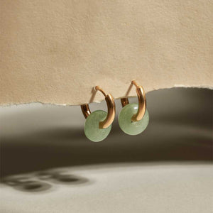 Mint Agate Gold Hoops