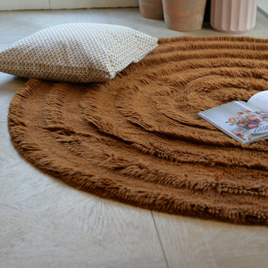 HKliving Round Woolen Rug / Chestnut