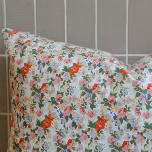 IB Laursen Floral Cushion in Orange, Rose and Cream