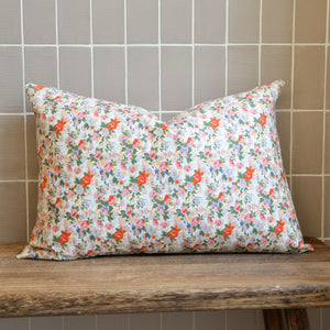 IB Laursen Floral Cushion in Orange, Rose and Cream