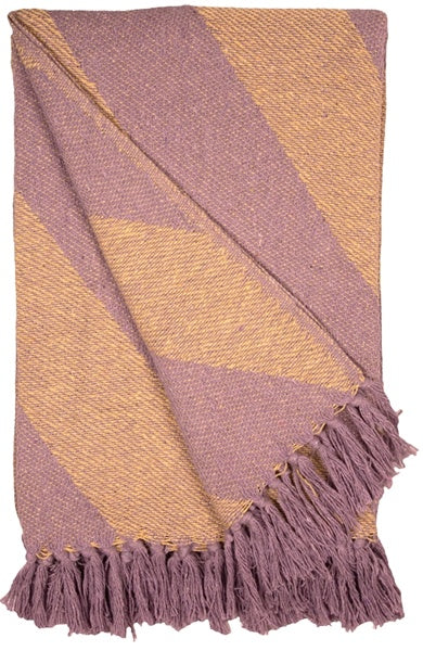 Recycled Cotton Throw / Lilac Diagonal Stripe