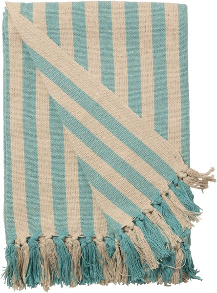 Recycled Cotton Throw / Turquoise Stripe