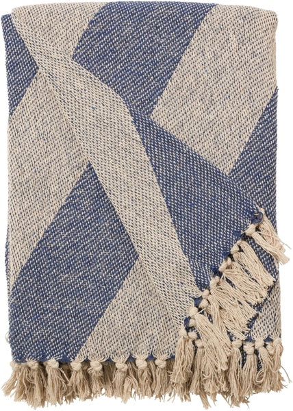 Recycled Cotton Throw / Blue Natural Stripe