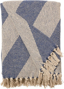 Diagonal Stripe Throw / Blue Natural