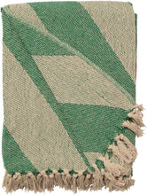 Load image into Gallery viewer, Diagonal Stripe Throw / Green Natural