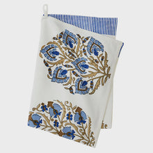 Load image into Gallery viewer, Juhi Floral Cotton Tea Towel / Blue