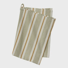 Load image into Gallery viewer, Green and White Striped Tea Towel