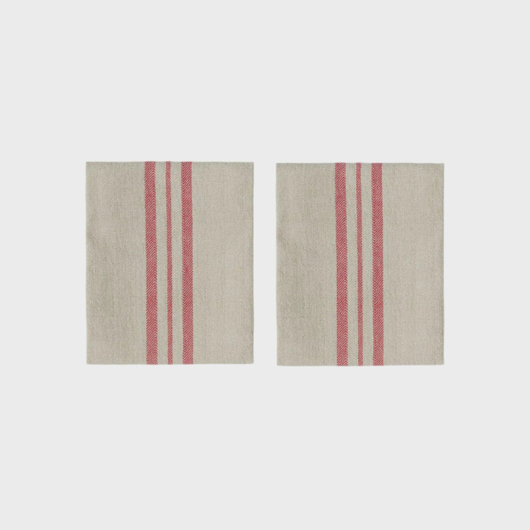 Striped Napkin Set of 2 / Red