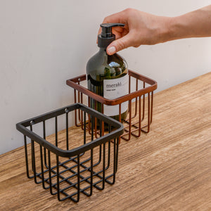 Black Metal Bathroom Wall Basket