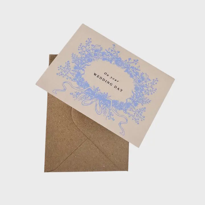 On Your Wedding Day Floral Wreath Card
