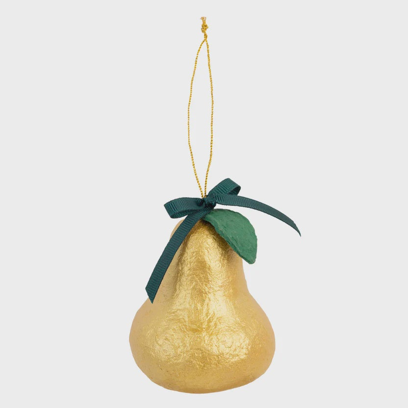 Handmade Gold Pear Christmas Decoration