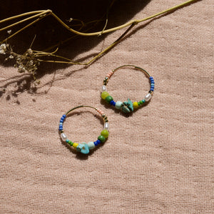 Aubrie Colourful Freshwater Pearl Hoops / Silver or Gold