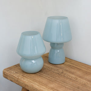 Blue Classic Tall or Vintage Glass Mushroom LED Table Lamp