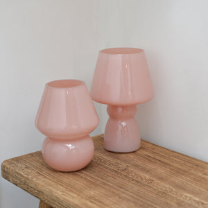 Pink Classic Tall or Vintage Mushroom Glass LED Table Lamp