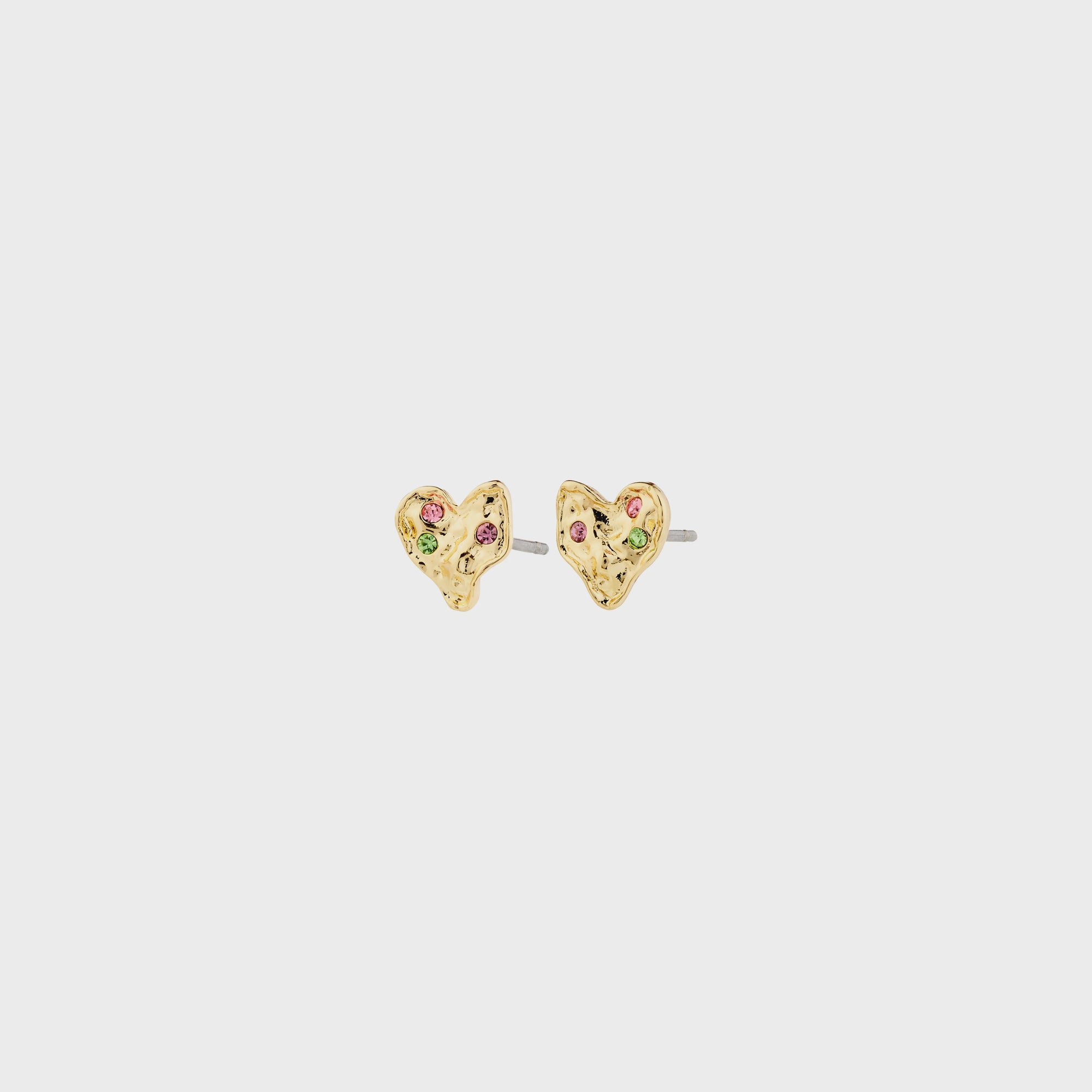 RYAN Mini Crystal Heart Stud Earrings / Gold-plated