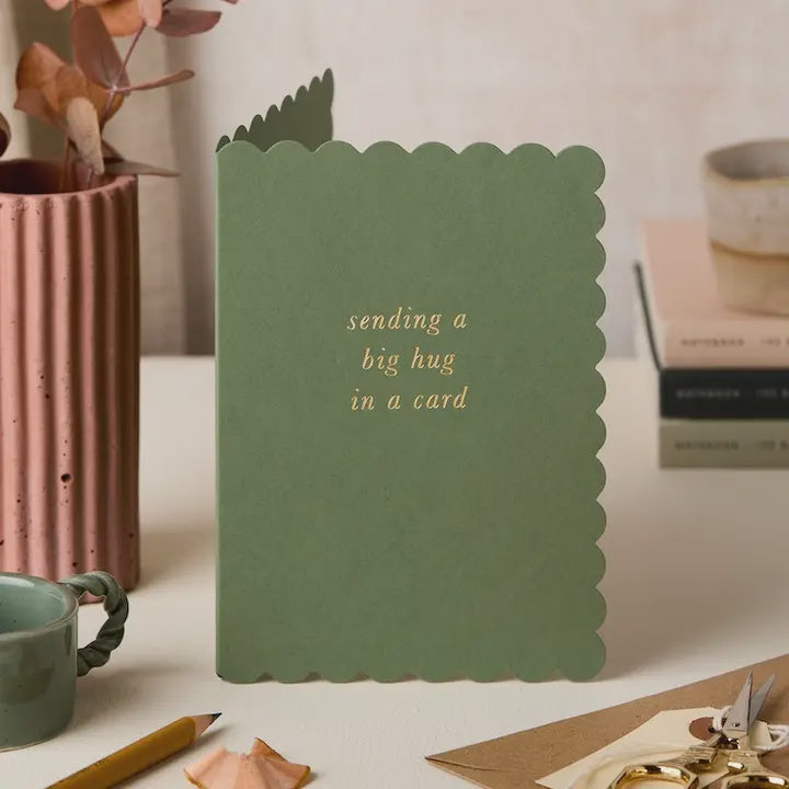 Scallop Edge Green Sending Big Hug Card