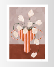 Load image into Gallery viewer, White Flowers in Striped Vase by Frankie Penwill / Sizes