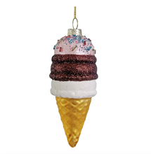 Load image into Gallery viewer, Strawberry Ice Cream Cone Glass Tree Decoration