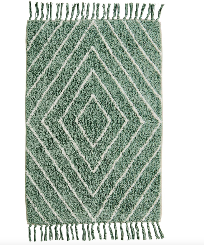 Green Cotton Tufted Bath Mat