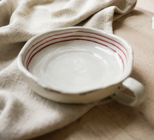 Handpainted Breton Stripe Dish / Brick Red