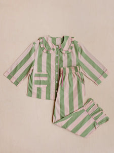 TBCo Cotton Pyjamas in Green Stripe