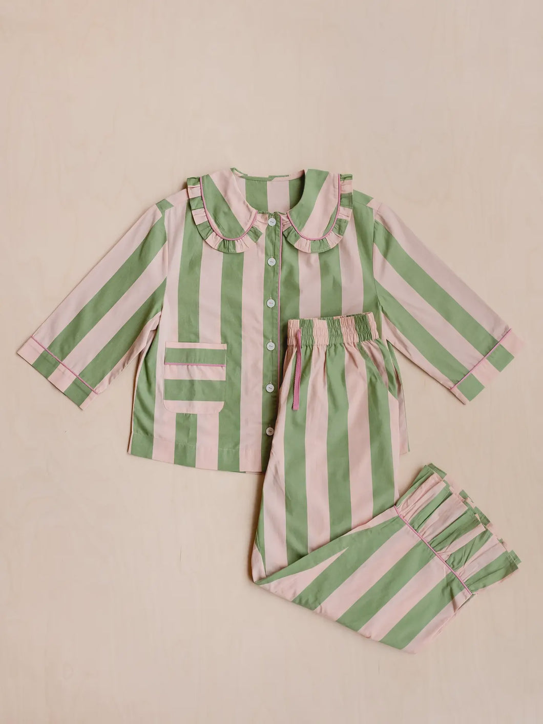 TBCo Cotton Pyjamas in Green Stripe