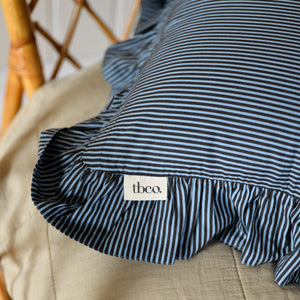 Cotton Ruffle Cushion / Blue Celestial Stripe