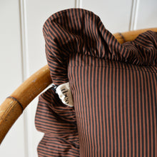 Load image into Gallery viewer, Cotton Ruffle Cushion / Brown Celestial Stripe