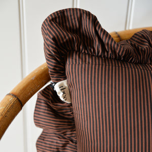 Cotton Ruffle Cushion / Brown Celestial Stripe