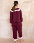 TBCo Cotton Pyjamas in Burgundy Ruffle