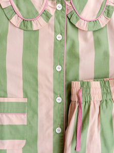 TBCo Cotton Pyjamas in Green Stripe