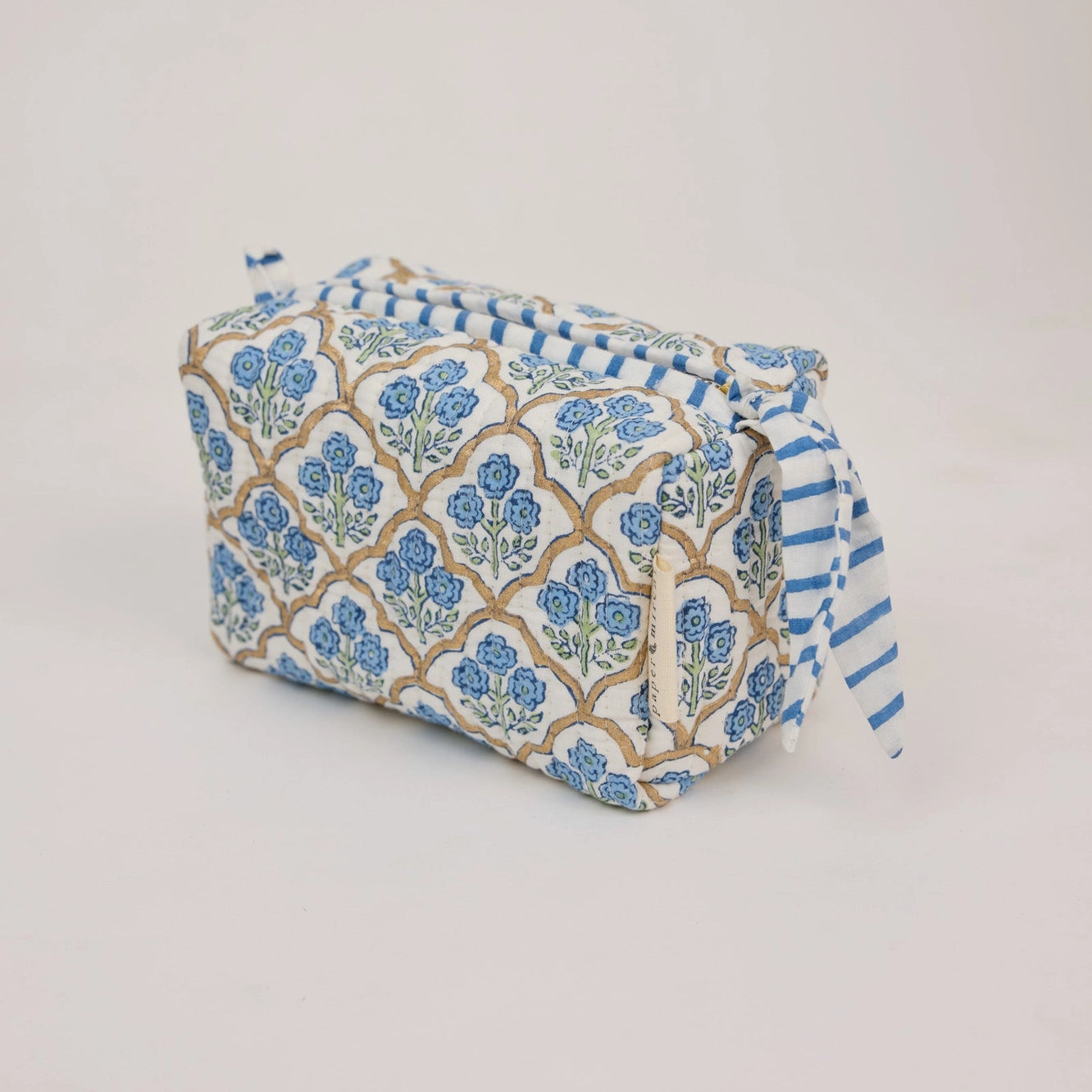 Trellis Indigo Organic Cotton Toiletry Bag / Small