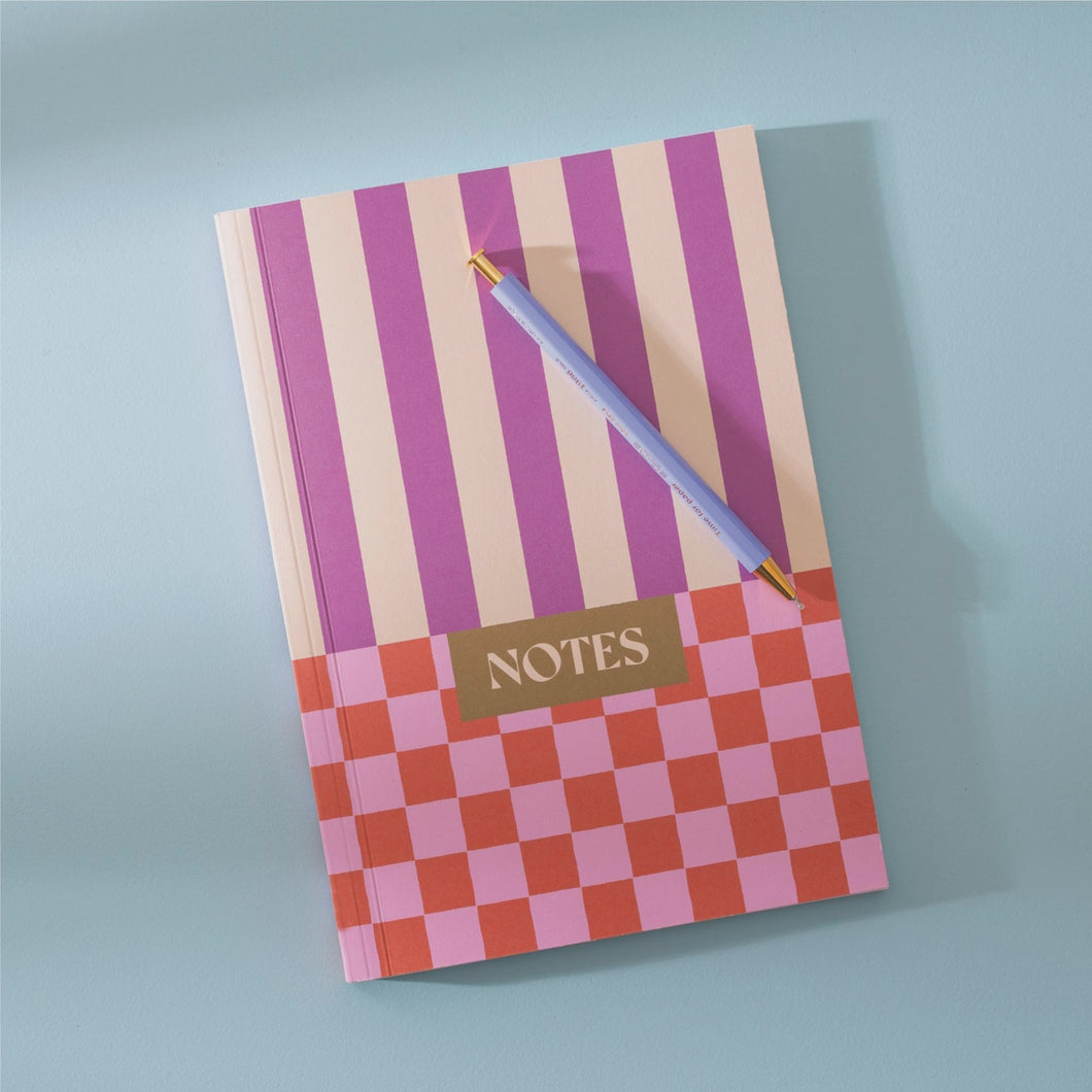 A5 Lay Flat Notebook / Checks & Stripes