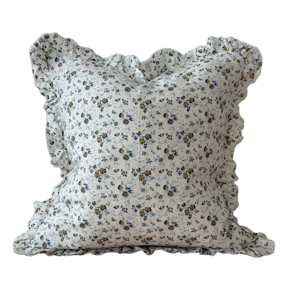 Hallie Blue Ditsy Floral Ruffle Cushion Cover 45x45cm: 45 x 45 cm