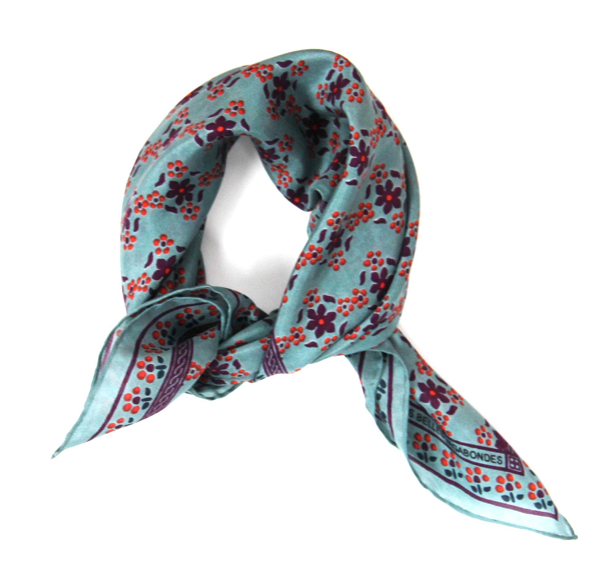 Natasha Hand Printed Mini Silk Scarf / Prune