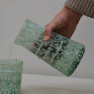 Green Glass Speckled  Water Jug