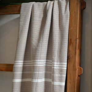 Large Hamman Towel Light Beige Stripe