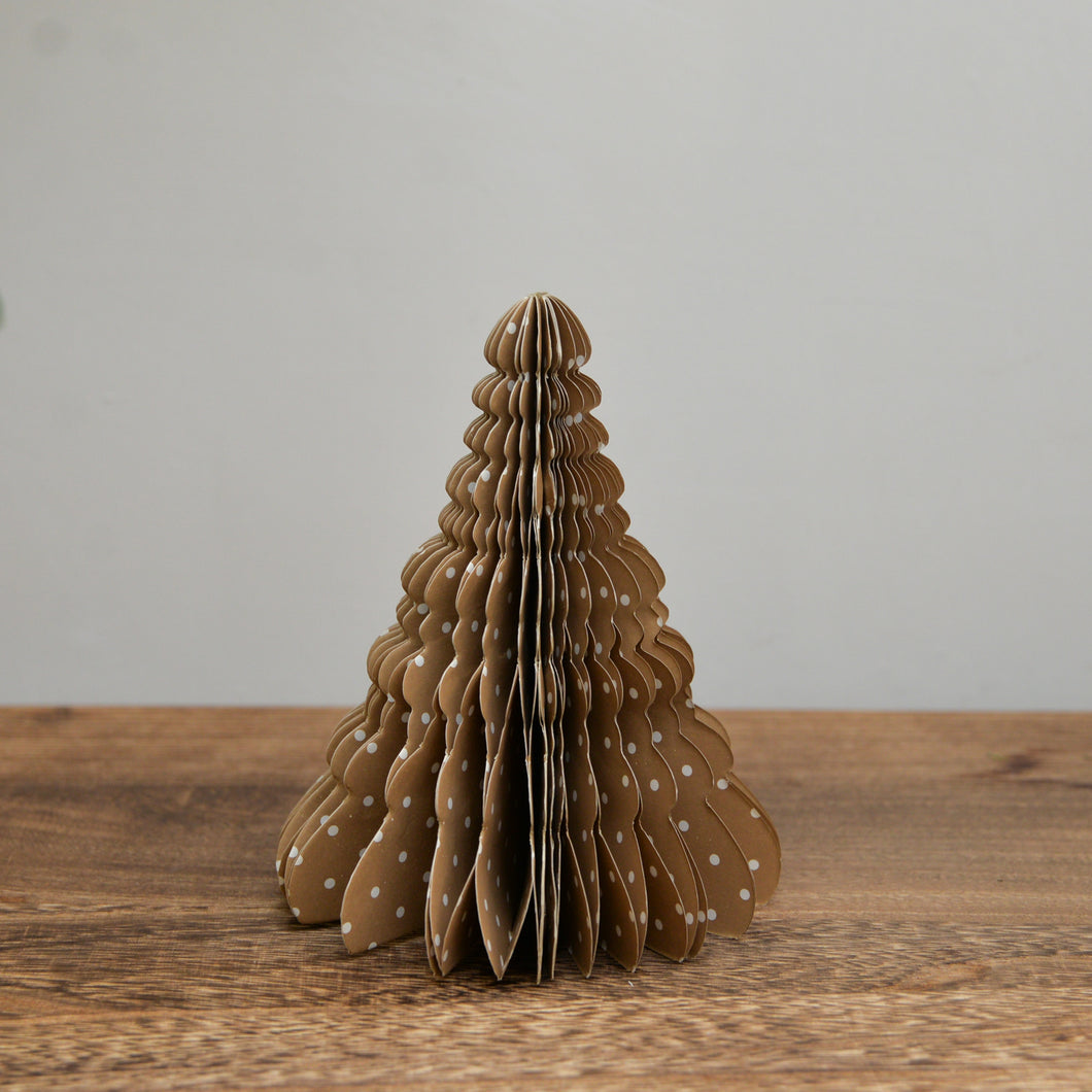 Paper Christmas Tree / Brown and White Polka Dot
