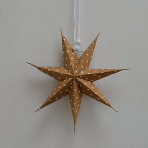 Christmas Paper Star / Brown and White Polka Dot