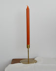 Single Tall  Rustic Dinner Candle / Burnt Orange