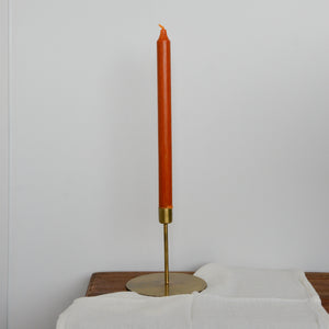 Single Tall  Rustic Dinner Candle / Burnt Orange