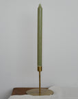 Single Tall Rustic Dinner Candle / Moss Green