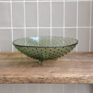 Hobnail Glass Fruit Bowl / Green
