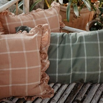 Alma Terracotta Check Cushion / 40 x 60cm