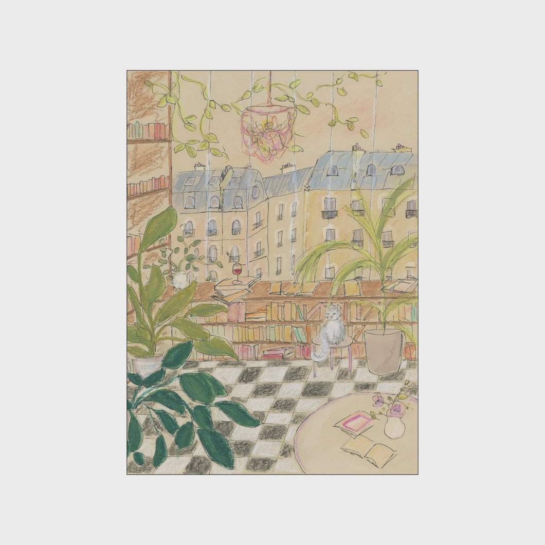 Antique Parisian Book Store Cat A5
