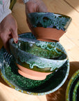 Clay Green Drip Glazed Bowls / Sizes