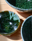 Clay Green Drip Glazed Bowls / Sizes